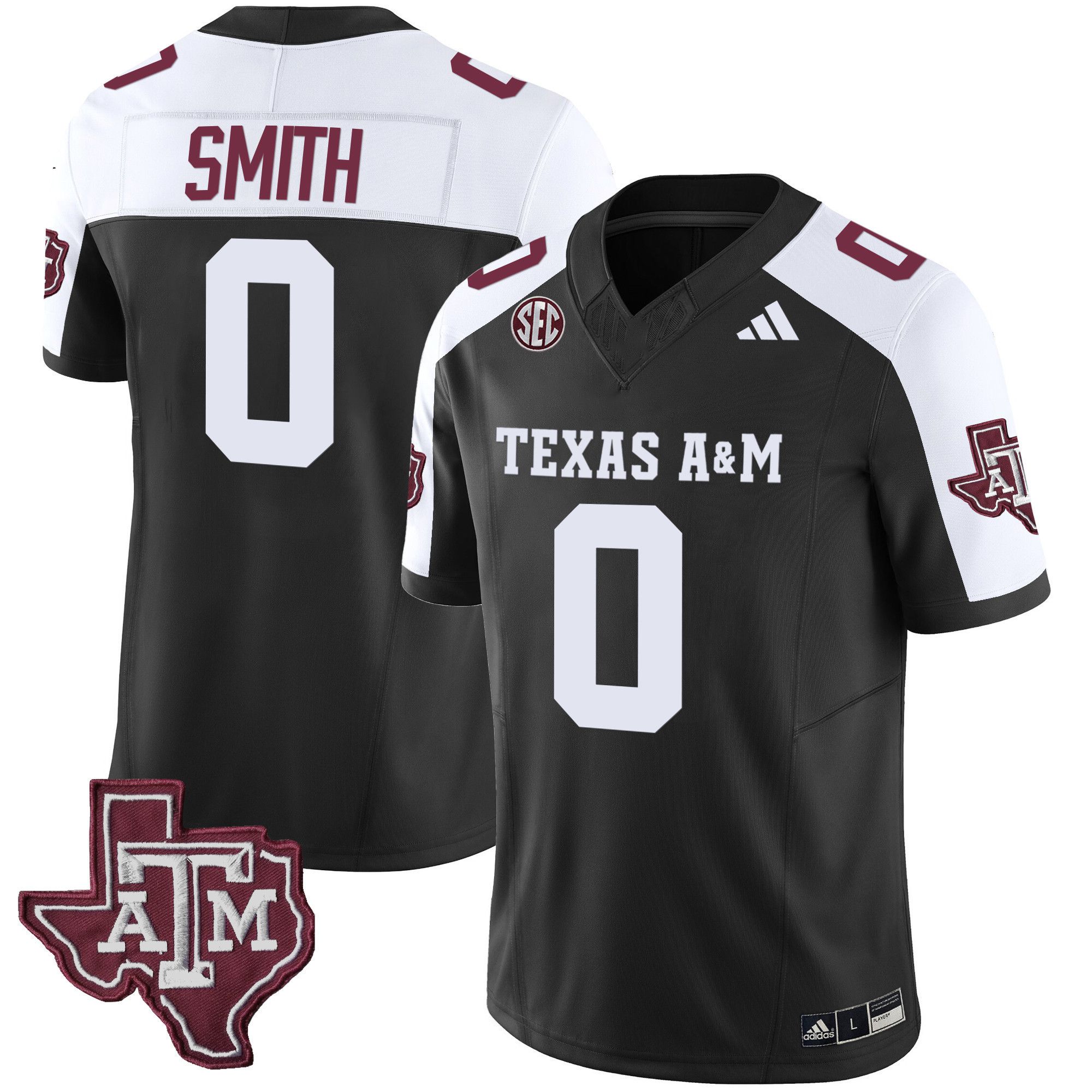 Men Texas A&M Aggies #0 Smith Black 2024 Vapor Limited NCAA Jersey